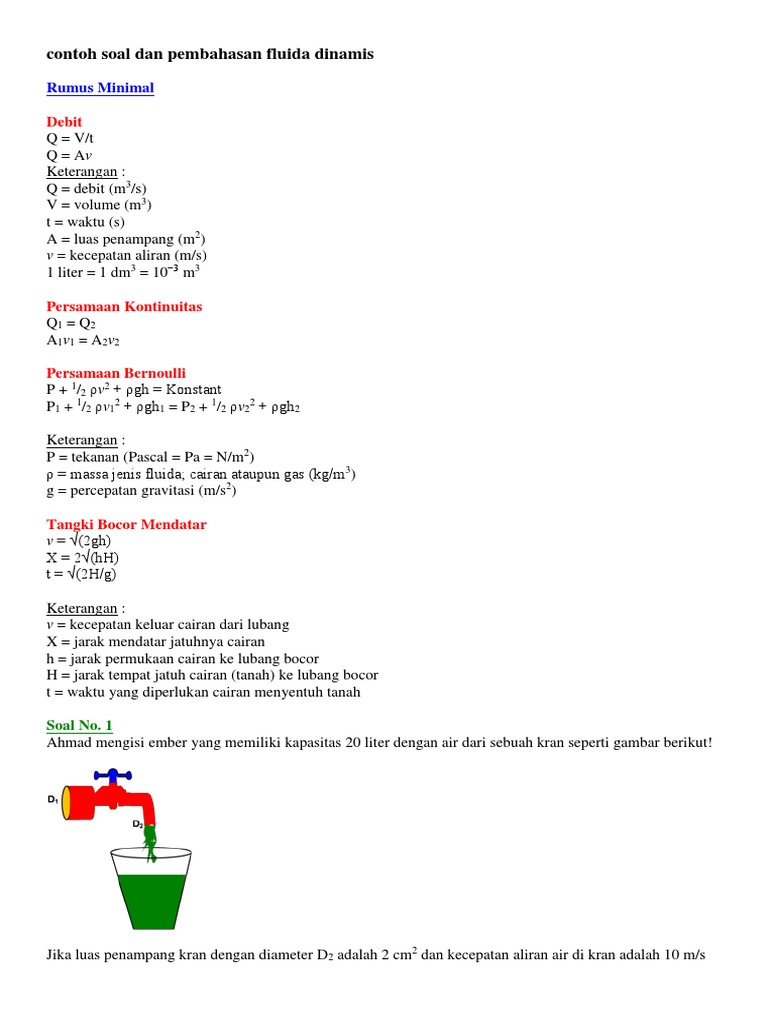 Contoh Soal Dan Pembahasan Fluida Dinamis Docx