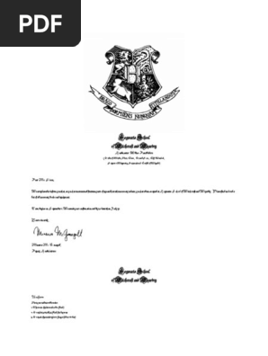 Hogwarts Acceptance Letter