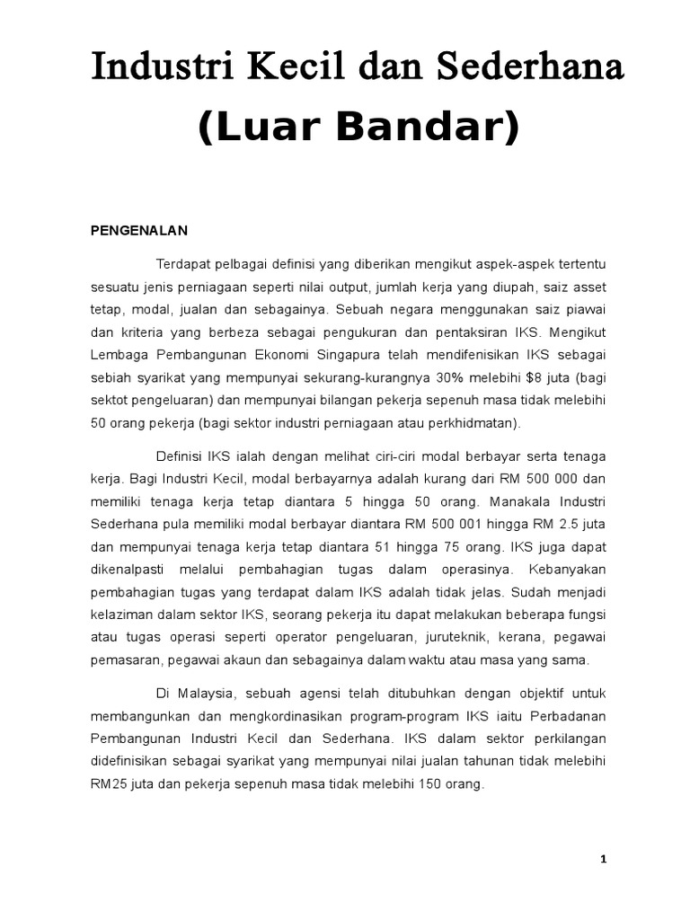 Industri Kecil Dan Sederhana | PDF