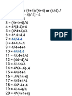 1 To 50 Numbers With Four 4's PDF