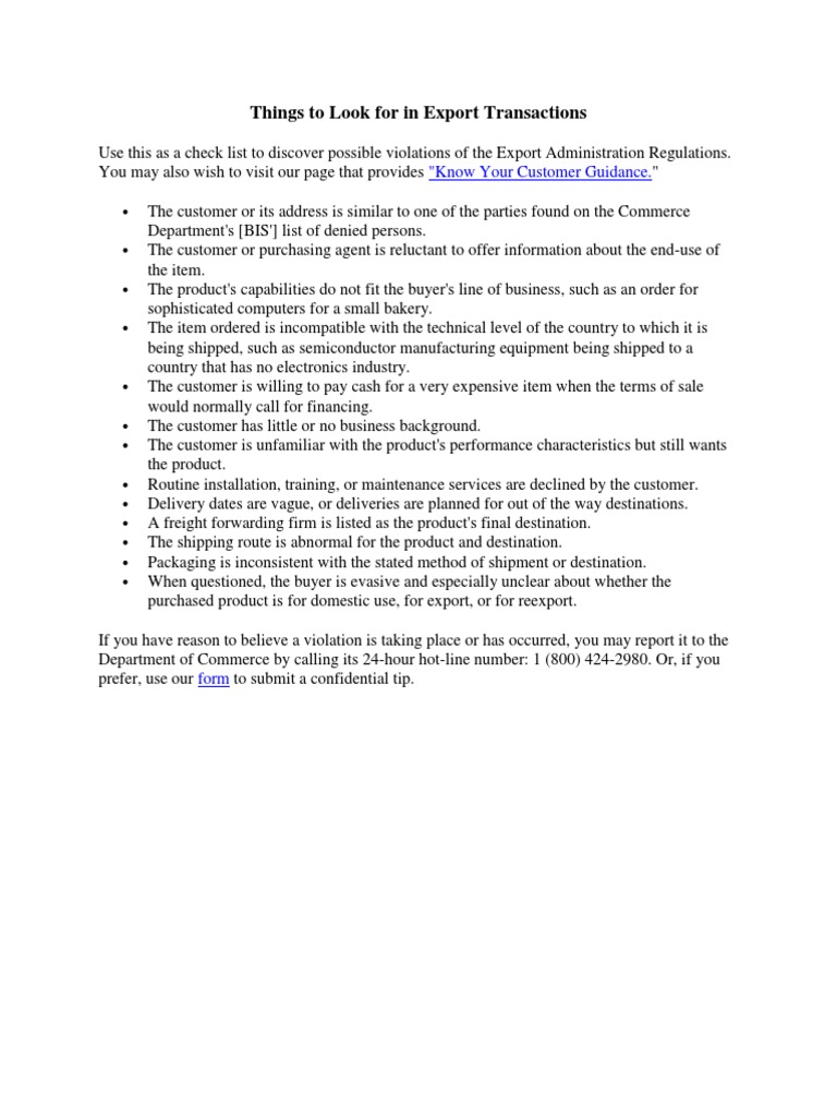 Export Transaction Red Flags Checklist | PDF | Exports | Letter Of Credit
