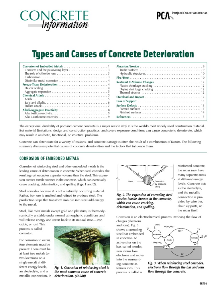 Types and Causes of Concrete Deterioration PDF | PDF | Corrosion ...