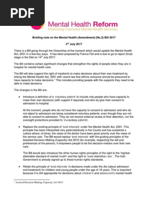 Briefing Note on Mental Health (Amendment) (No.2) Bill 2017_03.07.17