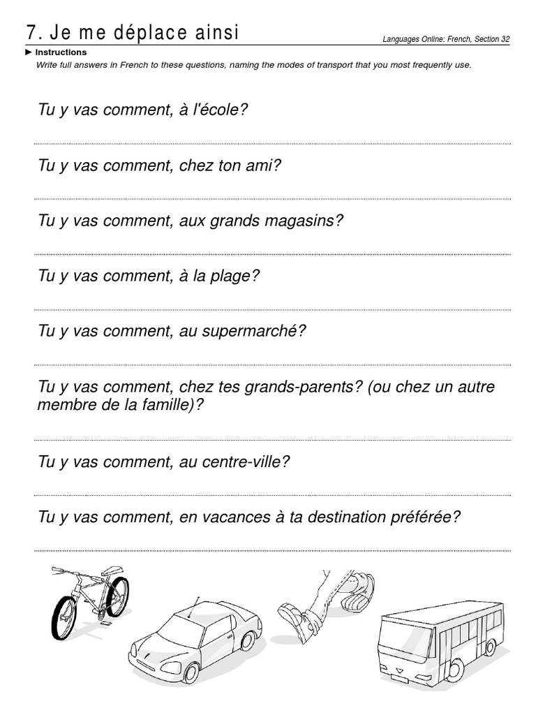Exercices sur les moyens de transport | PDF | Arts du langage et discipline