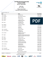 17th FINA World Championships Budapest (HUN) : Entry List by Event Liste Des Inscrits Par Épreuve