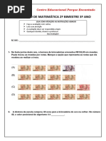 Prova de Matemática 2º Bimestre 3º Ano P.E