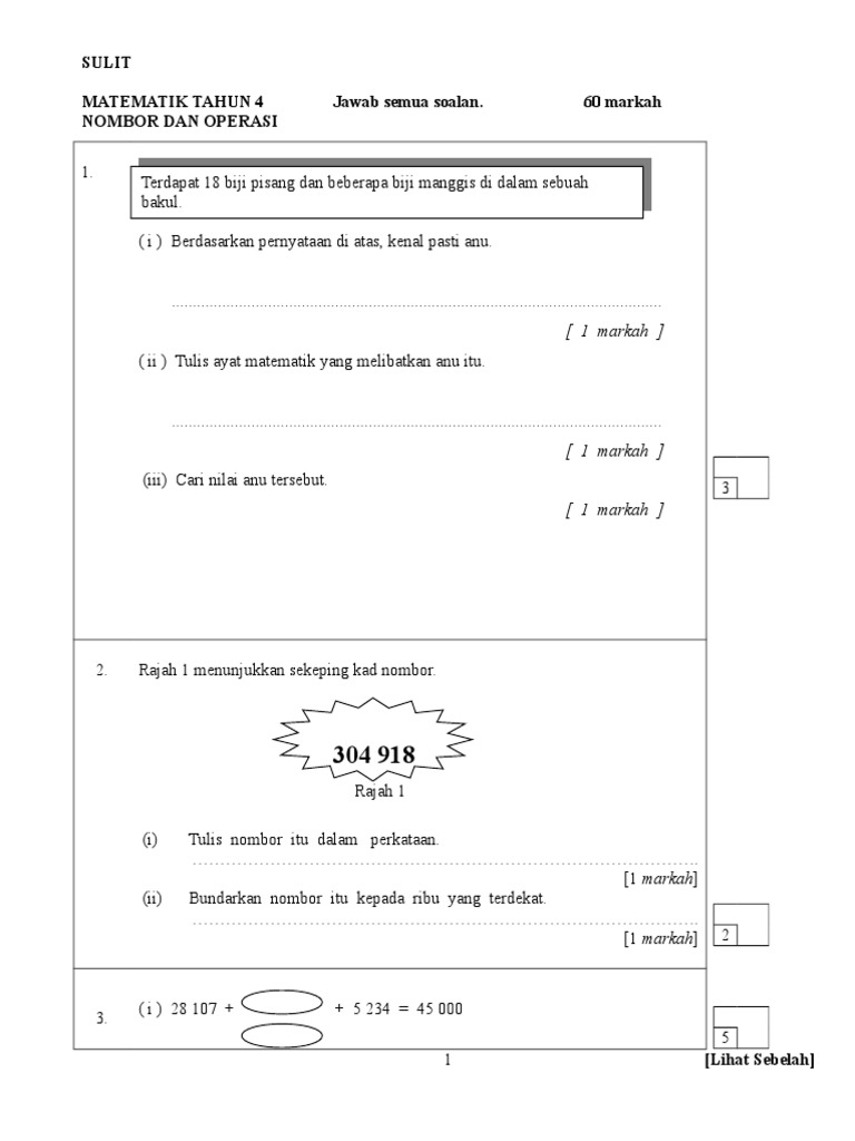Ujian Februari Matematik Tahun 4 Pdf