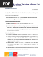 PHD Admission Economics BITS Pilani