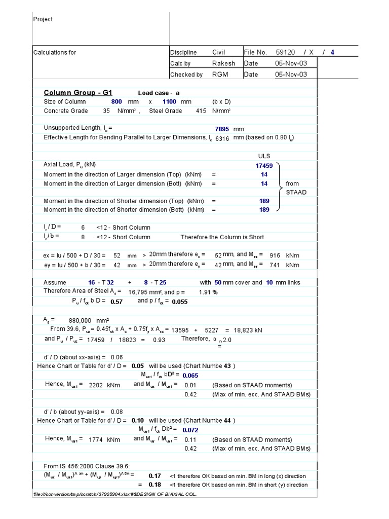 Design of Biaxial Column | PDF