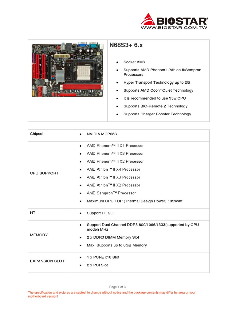 N68S3+ 20170713 | PDF | Advanced Micro Devices | Computer Hardware