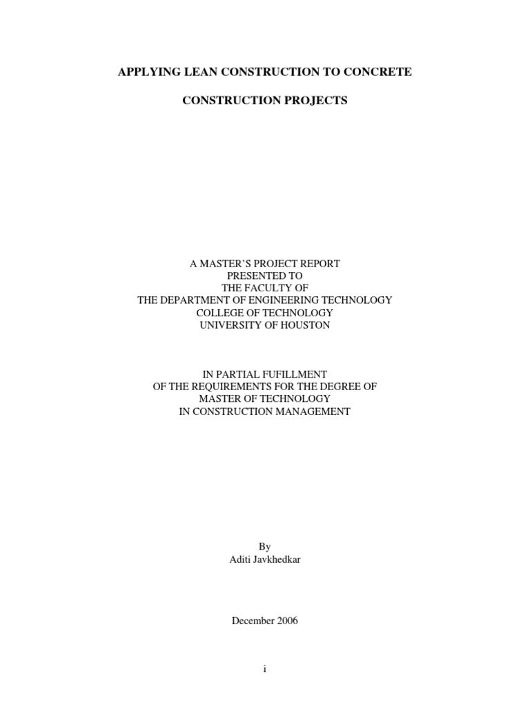 Applying Lean Construction To Concrete Construction Projects PDF | PDF ...