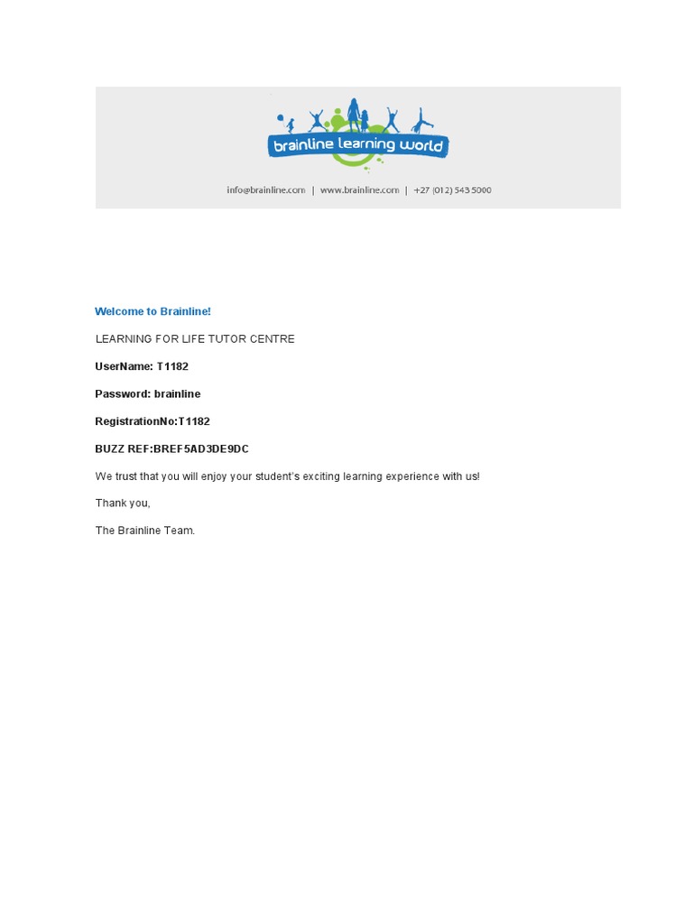Brainline Learning Centre Login Info Pdf Career Growth Business