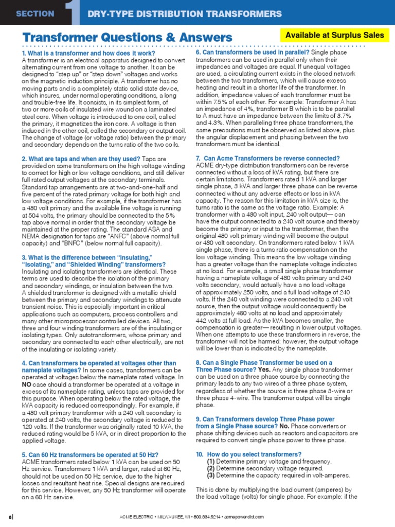 Transformer Questions & Answers DryType Distribution Transformers Dry