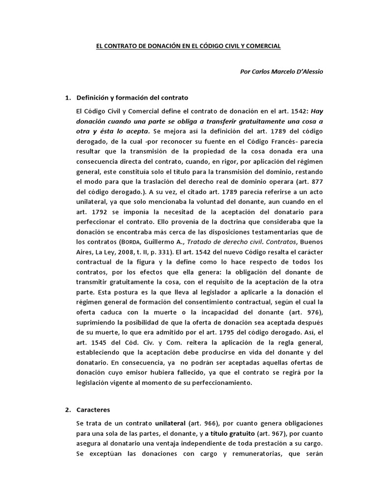 Contrato de Donación en el Código Civil | PDF | Propiedad | Información ...
