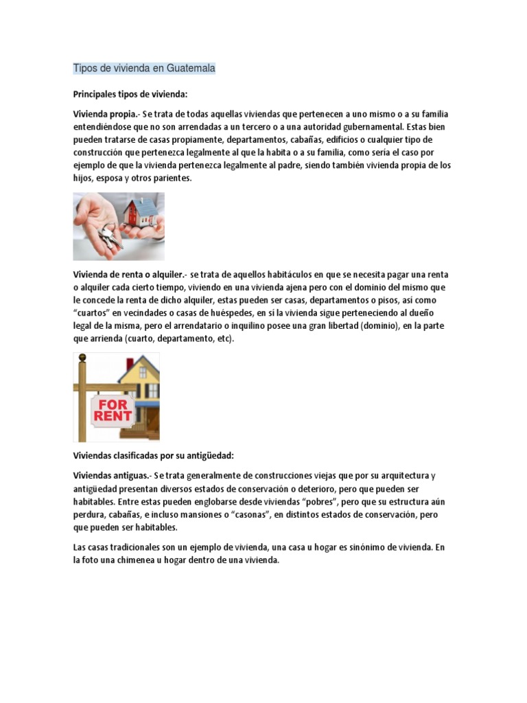 Tipos de Vivienda en Guatemala | PDF