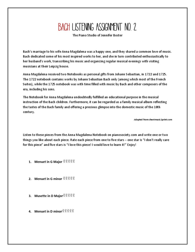 Bach Listening Assignment No 2