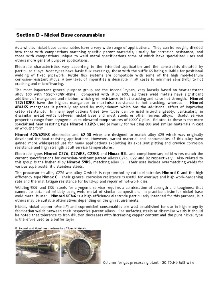 Nickel Base Alloys PDF Alloy Welding