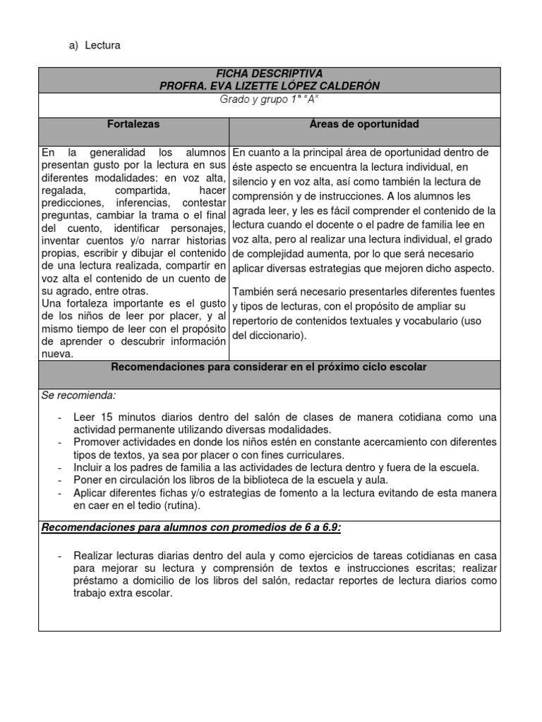 Ejemplos De Fichas Descriptivas De Alumnos Ficha Descriptiva Del Alumno