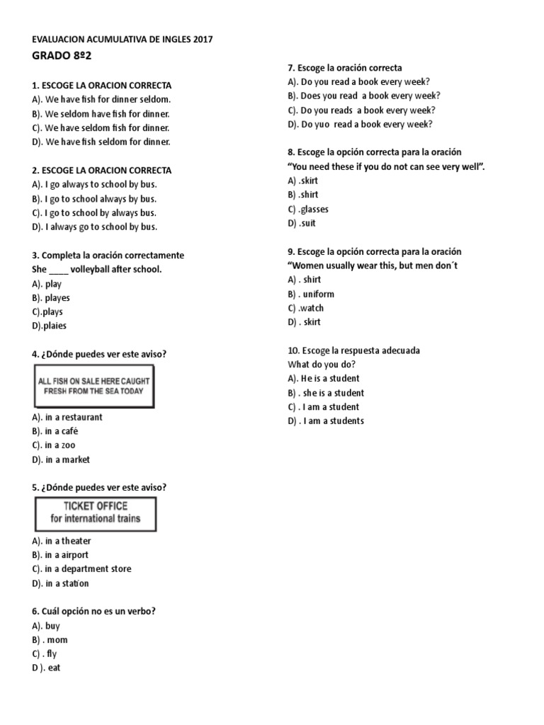 Evaluacion Icfes de Ingles 2017 | PDF