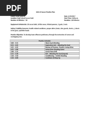 sample high school soccer practice plan