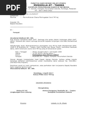 Surat Permohonan Dana Isra Miraj