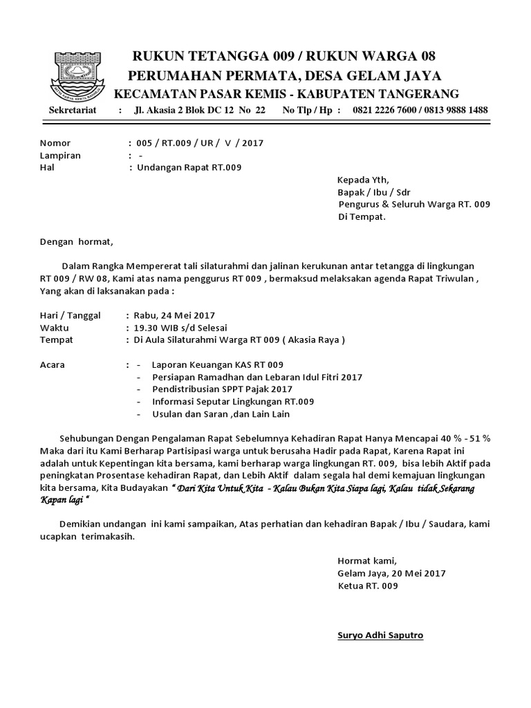 Undangan Rapat RT SIAP PRINT (SurYo)