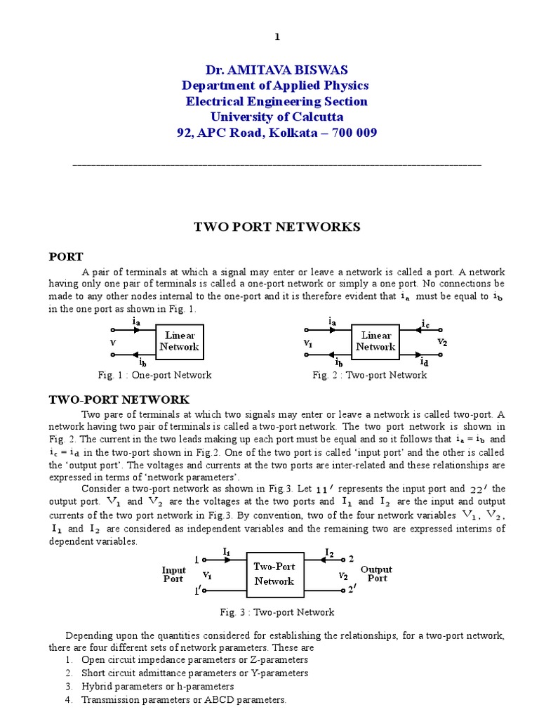 Two Port Networks | PDF | Electrical Engineering | Electricity
