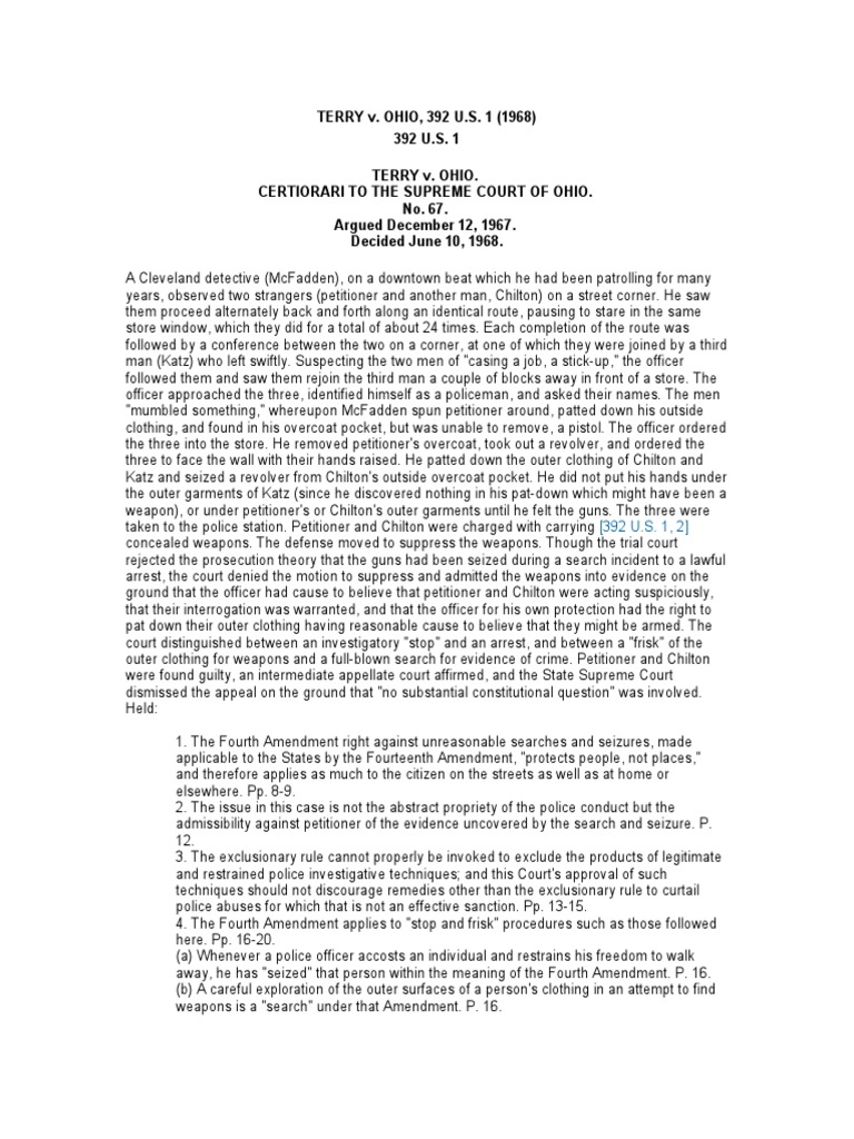 19680610-392us1-Terry Vs Ohio | PDF