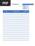 Personal Inventory Template