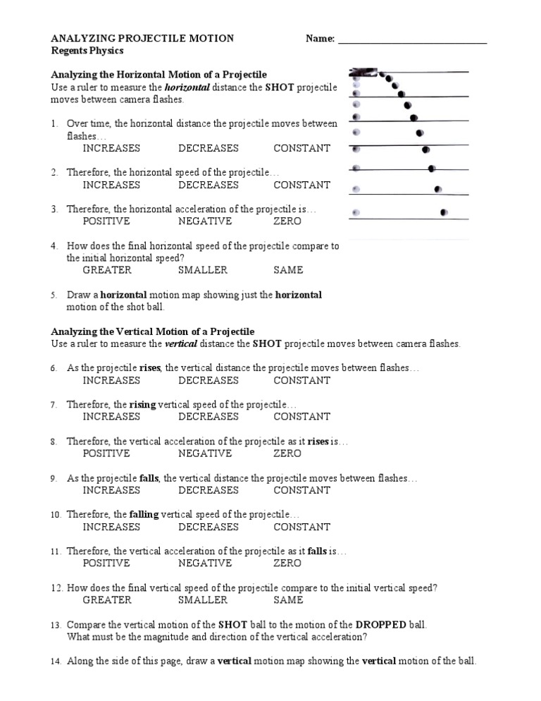 Analyzing Projectile Motion Worksheet | PDF