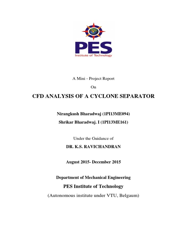 CFD Analysis of Cyclone Separator | PDF | Fluid Dynamics | Chemical ...