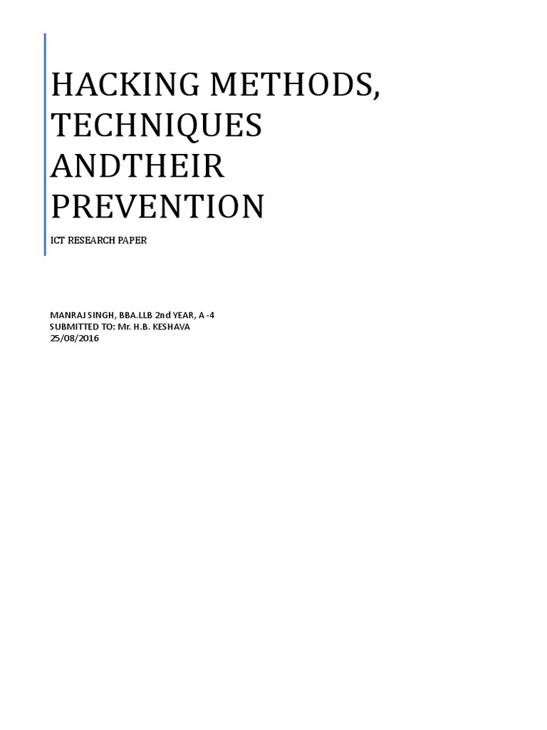 Hacking Methods and Prevention Techniques | PDF | Hacker Culture ...