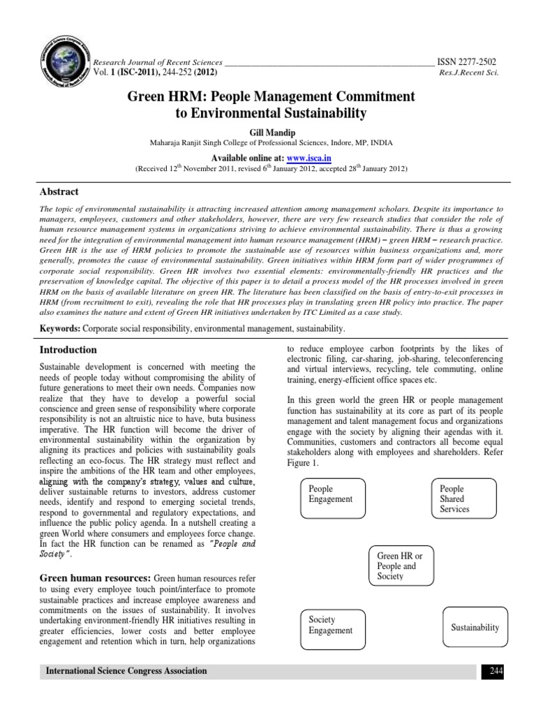 Green HRM: Sustainable People Management | PDF | Sustainability | Human ...