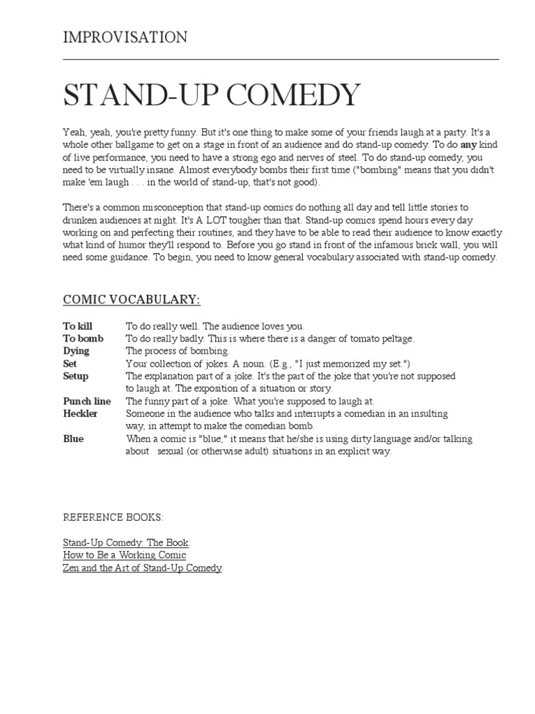Standup Notes | PDF | Stand Up Comedy | Comedian