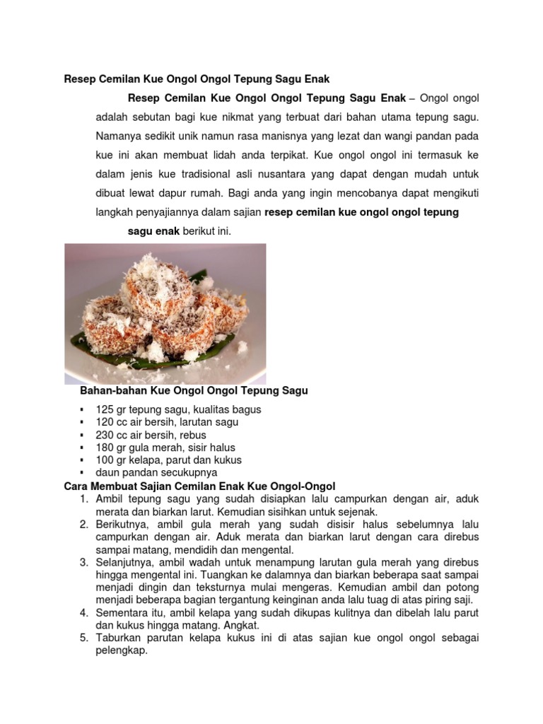  Resep  Cemilan Kue  Ongol  Ongol  Tepung  Sagu Enak Saguuuuuu