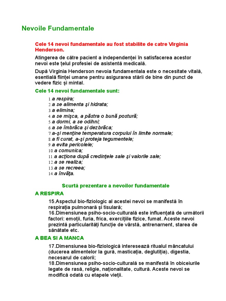 14 Nevoi Fundamentale | PDF
