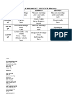 Cardápio Acampamento Juventude Ibbg2017