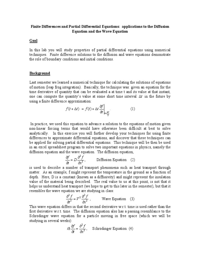 PDEs - Finite - Difference - Diffusion - Wave PDF | PDF | Differential ...
