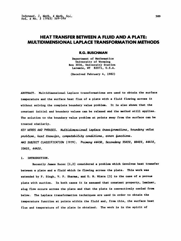 Heat Transfer via Laplace Transformations | PDF | Laplace Transform ...