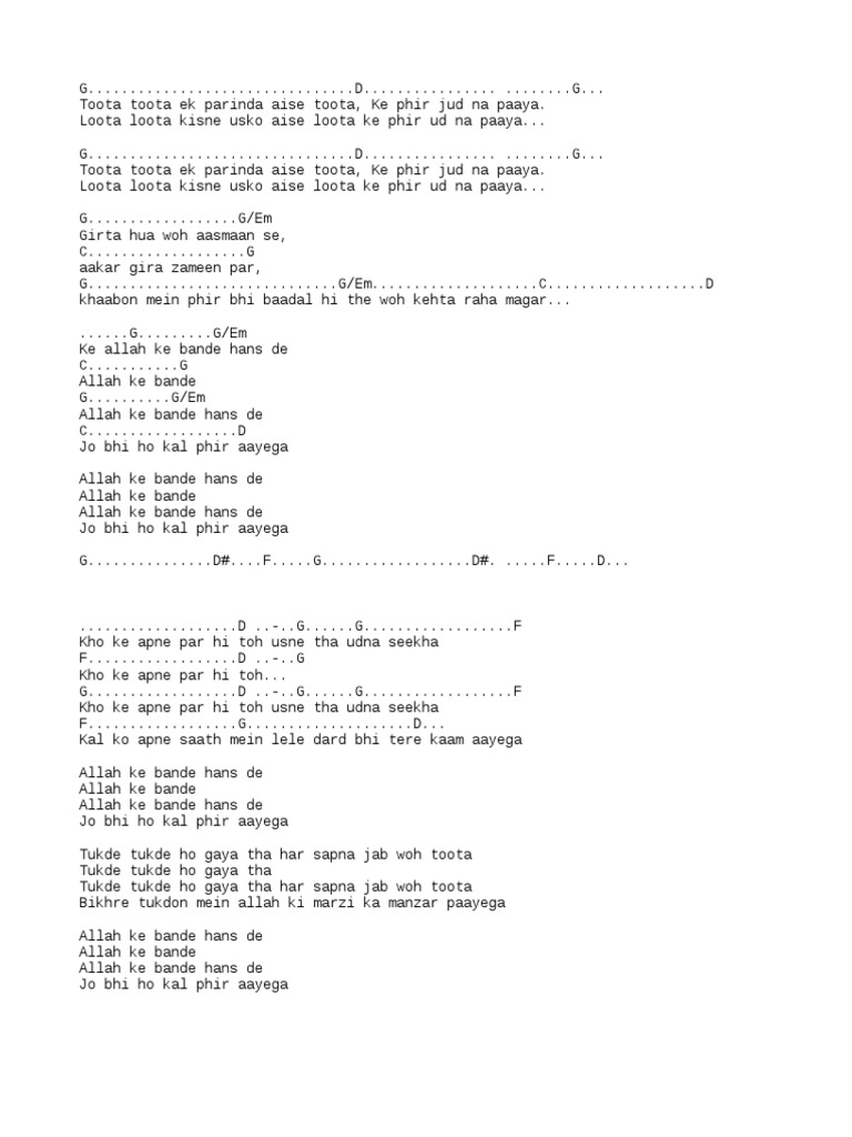 Allah Ke Bande Chords | PDF