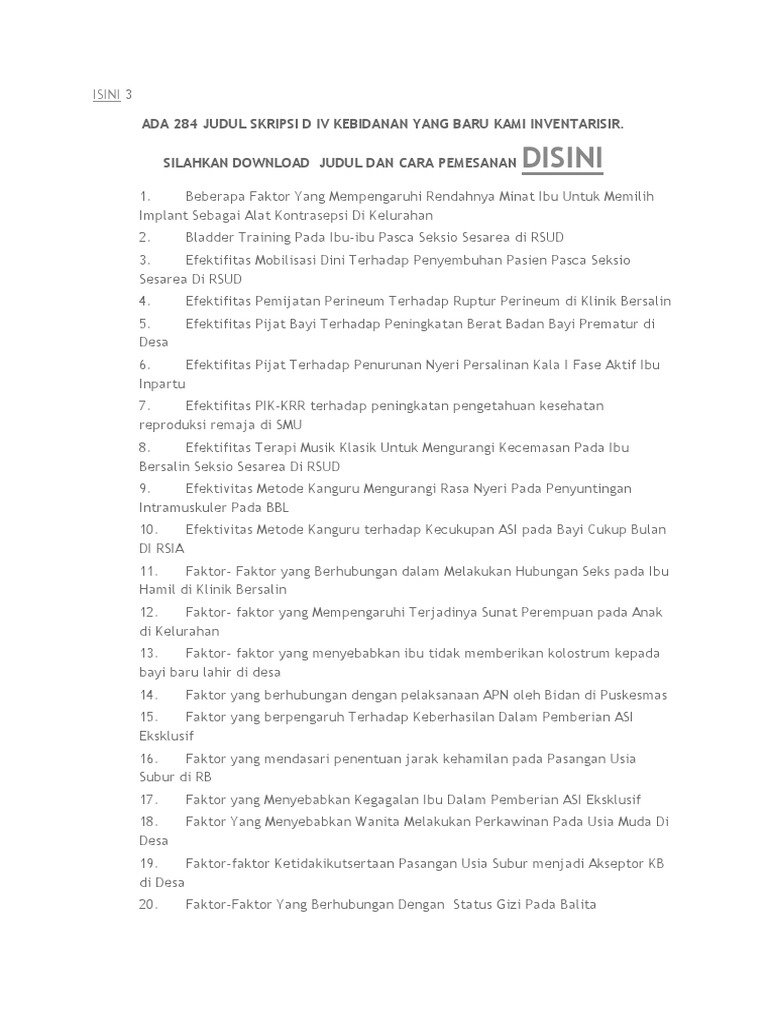 Contoh Judul Skripsi D4 Kebudanan Pdf