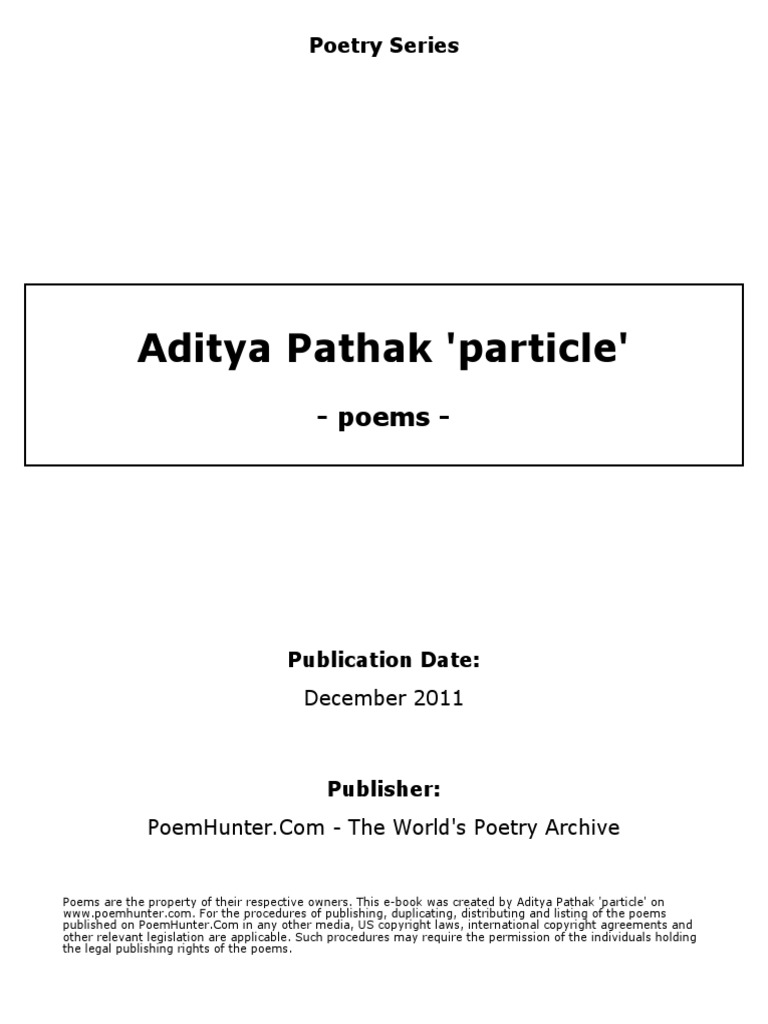 Aditya Pathak Particle 2011 12 | PDF | Poetry
