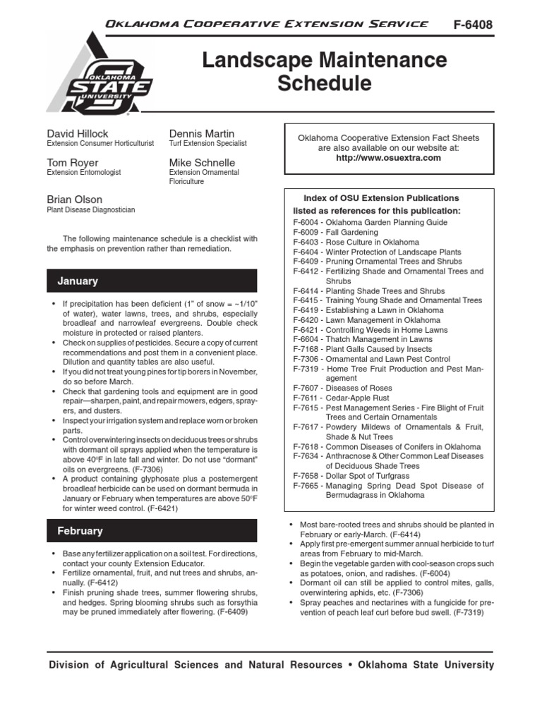 Landscape Maintenance Schedule PDF Lawn Mulch