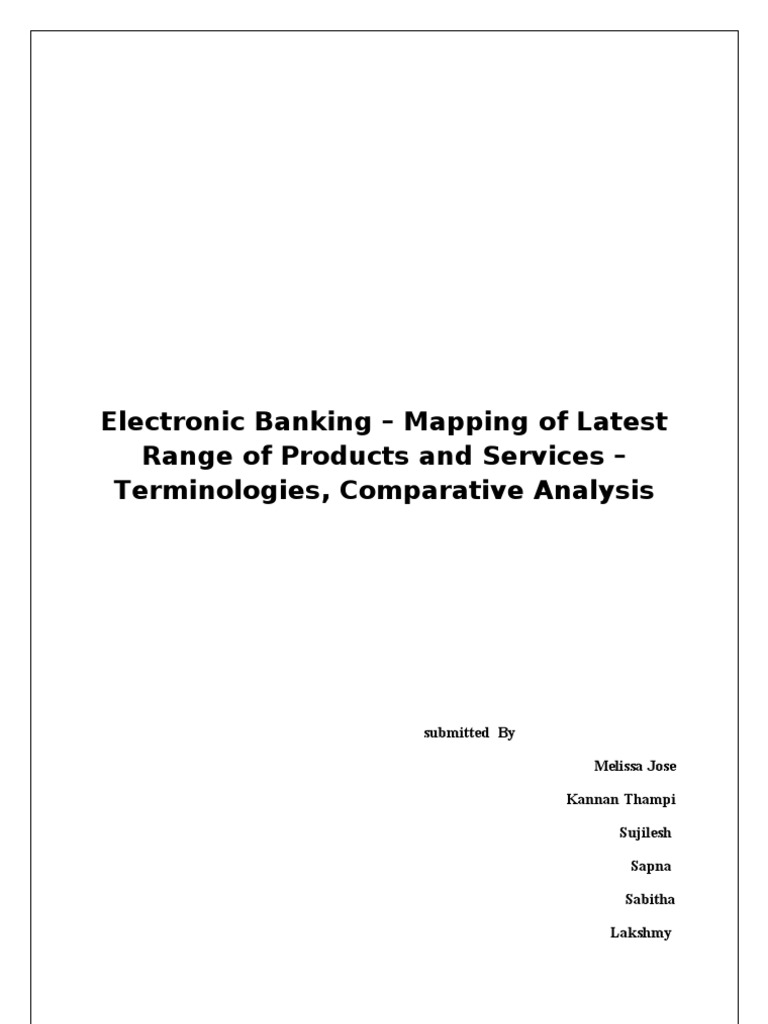 Electronic Banking Mapping of Latest Range of Products and Services Terminologies