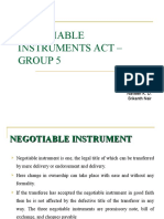 Negotiable Instruments Act - Group 5: By: Shabir Hameed Anitha Kunjachan Revathy Prakash Naveen K. D. Srikanth Nair