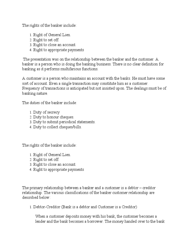 Rights and Duties of Bankers Explained | PDF | Banks | Lease