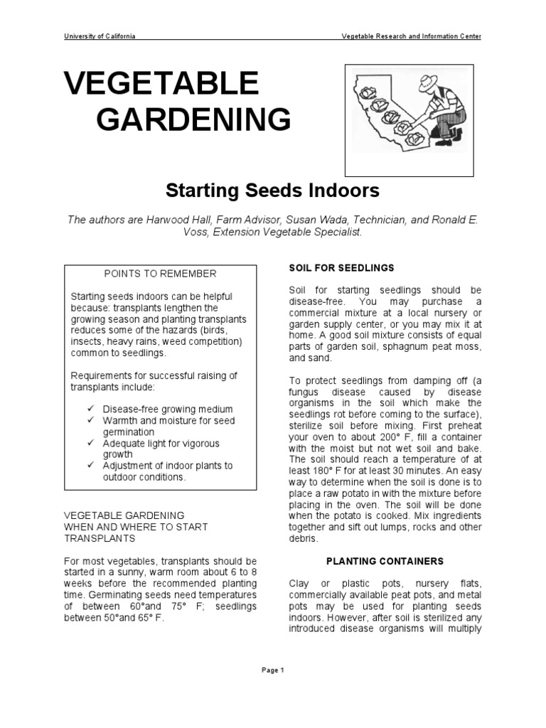 Starting Seeds Indoors for Gardening | PDF | Soil | Seedling
