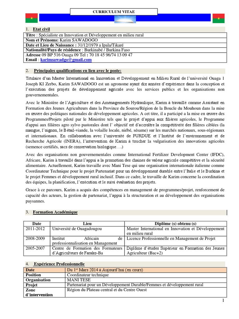 Cv Mr Sawadogo Karim Final - 