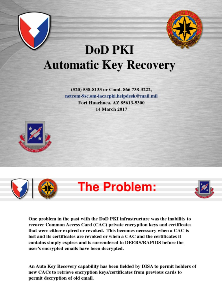 Cac Automatickeyrecoverymar2017 Pdf Public Key Certificate Key