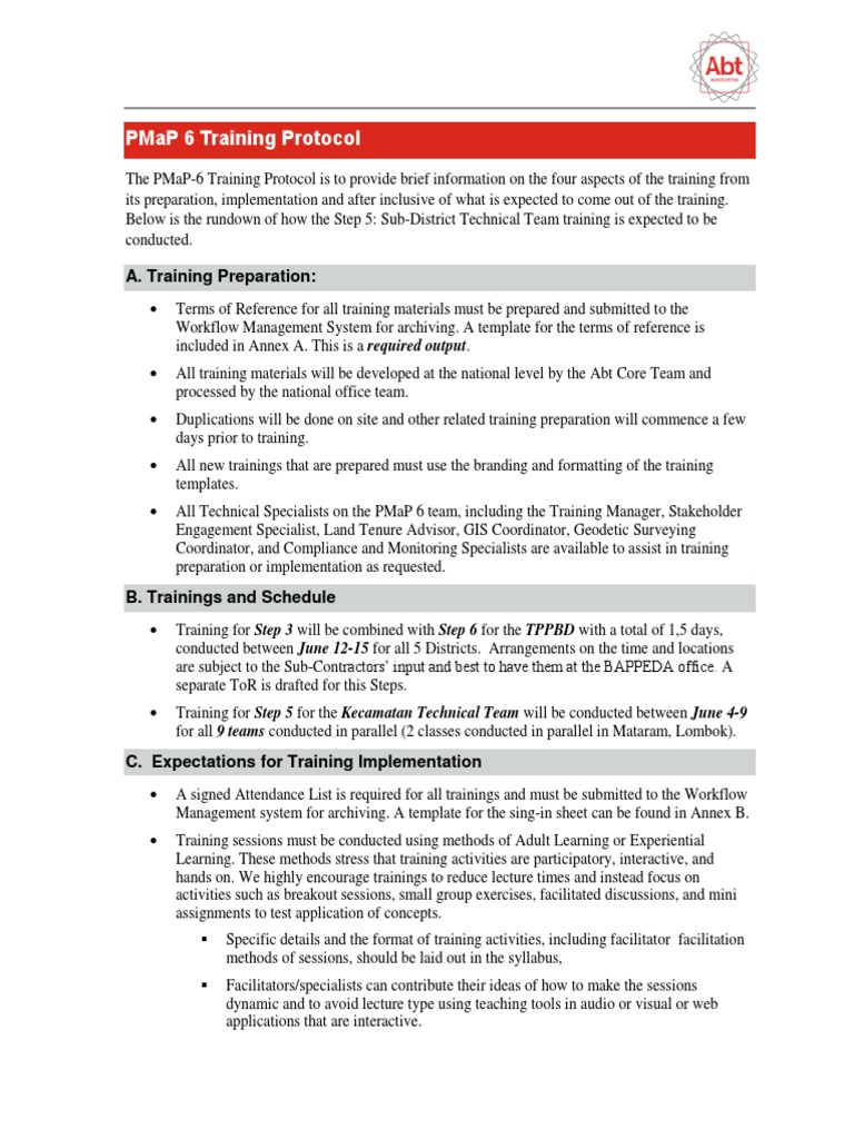 PMaP 6 Training Protocol Overview | PDF